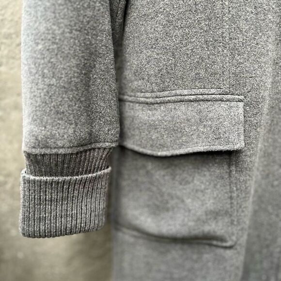 H&M SLEEK 3/4 LENGTH ZIP UP WOOL COAT SZ L - Picture 5 of 13